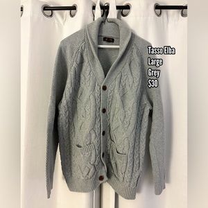 Tasso Elba Men’s Chunky Cardigan Grey Large